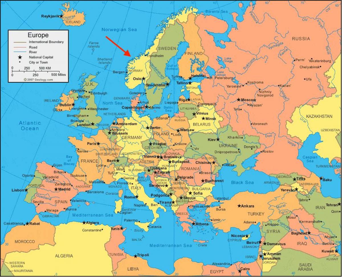 Norway sur la carte Northern Europe